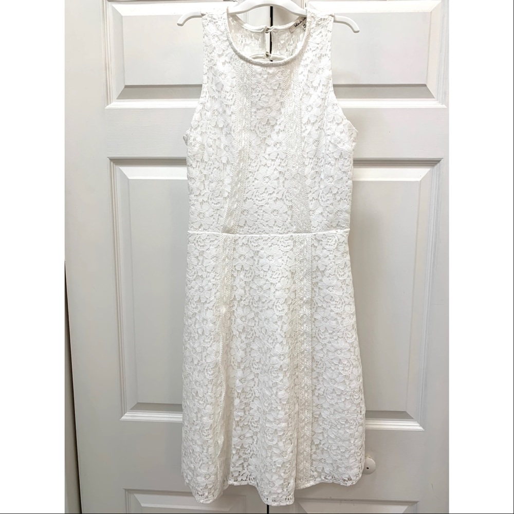 Bleuh Ciel White Lace Flower Dress XS